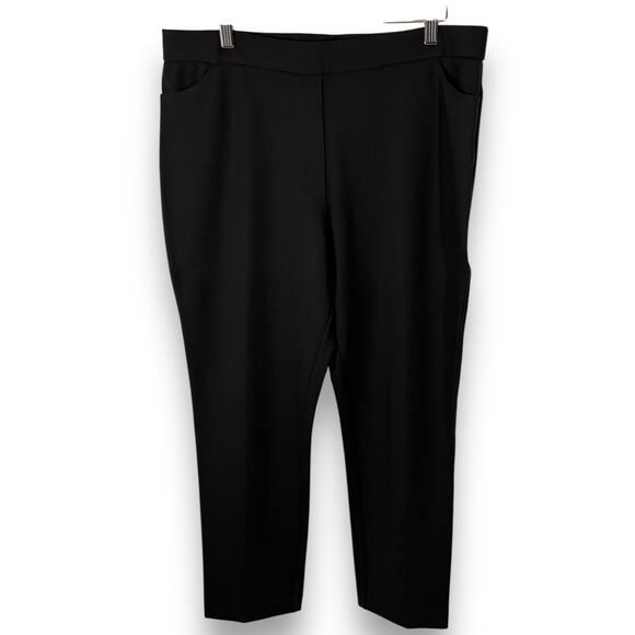 Susan Graver Black Slim Leg Ankle Pants Pull On Stretch High Waist Large New - Picture 3 of 9